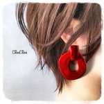 big pierce/earring♡大ぶり×チェーン 2連 ピアス イヤリング 赤 ターコイズ  アクリル