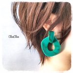 pierce/earring♡大ぶりターコイズピアスイヤリングマーブル大理石チェーンアクリル