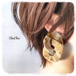pierce/earring♡大ぶりマーブル2連ピアスチェーンベージュ