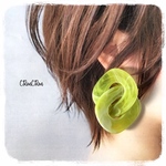 pierce/earring♡大ぶりマーブル2連ピアスチェーン春アクセグリーン緑