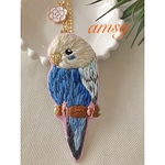 刺繍 小鳥 シリーズ   インコ チャーム キーホルダー 手刺繍  
