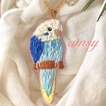 31 小鳥 シリーズ インコ  チャーム キーホルダー 手刺繍  