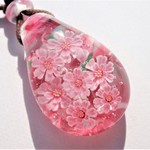 《八重桜》　ペンダント　ガラス　とんぼ玉　花　桜