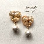  ハート型♡︎ホワイトかすみ草 ✱︎ハンドメイドピアス/イヤリング