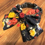 犬・猫の首輪　約23～25　cocoちゃんリボンネクタイチョーカー 薔薇・黒・クラシック・姫