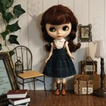 22センチドール サスペンダースカート チェック グリーン