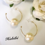 コットンパールのフープピアス