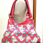 mitubatiあおりがま口バッグうさぎ＆猫 ピンク
