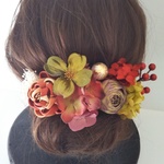 成人式・卒業式　つまみ細工とアジサイの髪飾り