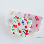 🍓 かわいい🎶いちごのハンカチ 🍓 ふわふわ&やわらか８重ガーゼ ハンカチ♪3枚セット（無添加ガーゼ使用）⚠️一部生地のお色に変更がございます。