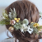 *Botanical wedding*ミストグリーンのヘッドピース【20本】オシャレ花嫁 ドライフラワー 着物 ヘッドドレス ナチュラルウェディング ラスティックウェディング