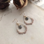 14kgf インカローズ×ラブラドライト【 antique-drop】ピアス／イヤリング