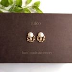 コットンパールとリングピアス /イヤリング  上品 可愛い