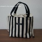 ♥再１９♥　洗える！保冷お弁当用トートバッグ　白×黒モノトーン　ランチトート