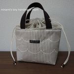 ♡期間限定値下げ品2000→1800円♡　洗える！保冷お弁当用トートバッグ　北欧風　なみなみ　モカグレー