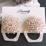 【再販】2way♡大ぶりつぶつぶパールカボションとアクリルモザイクパーツピアス   