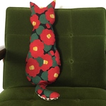 【ROY MAMA様ご注文分】椿の猫クッション/ヒョウ柄・ベージュ