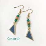 ターコイズウッドのデニム三角チャームピアス イヤリング