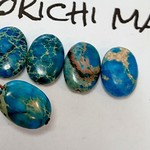 5個セット　ターコイズブルーシーセディメントジャスパー　オーバルビーズ　15x10x6㎜ 