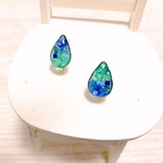 しずくのイヤリング  ミニ   ブルー×グリーン B