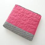 A様専用◇いす用座布団◇くまステッチPink×ブラックヒッコリー☆キルティング　
