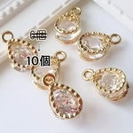 キュービックジルコニア＊ドロップ雫滴＊ゴールド＊チャーム＊13×8×6mm＊6個＊  