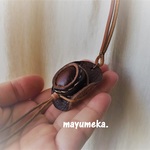 ＊革のミニテンガロンハットネックレス＊焦げ茶＊