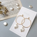 【再販】シンプルなパールフープピアス/イヤリング