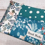 【sale】リバティパッチ＊カフェオレマット＊濃グリーン