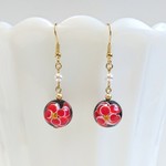椿模様 ☆オーダー☆和風着物や浴衣や袴に！ トンボ玉ピアス/イヤリング