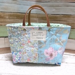 【sale】リバティパッチ＊トート型小物入れ＊水色