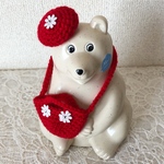 【SALE 1000円→600円】しろくま貯金箱 帽子とバックのセット 赤