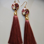 グルーデコ春色ピンクロングタッセルピアス(イヤリング)ゴールド