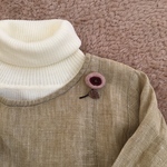 手刺繍のお花ブローチA（ピンク）