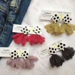 ドット×シフォンタッセルピアス