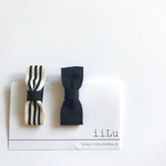 hair clip ribbon 2set for baby & kids * black & white