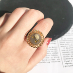 ヴィンテージ風かすみ草リング(ゴールド×グレー)