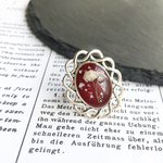 ヴィンテージ風かすみ草リング(シルバー×レッド)