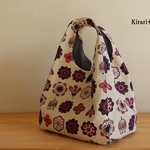 マシュマロ・キュートバッグ（キナリ地　X 　パープル系柄）