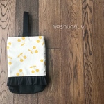 moshuna.y　Gチェリー柄×フリル×くろ　シューズ入れ／上履き入れ　入園入学　4