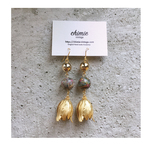 【再販】【 chimie vintage collection- 310 】USA真鍮フラワーとヴィンテージシェルビーズのイヤリング・ピアス