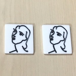 WHITE BLACK SQUARE WOMAN DESIGN CABOCHONS PARTS