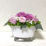 【ma822様専用】薔薇のアレンジ♪薄紫ピンクプリザーブドフラワー花ブリザードフラワー結婚式誕生日プリザ薔薇プレゼント誕生日バラギフト花器サプライズ結婚祝い退職祝い卒業祝いリボン 