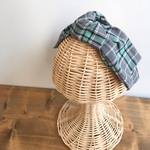 春色 BIGリボン チェックヘアバンド(グレー系)