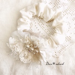 リネンとレースのnaturalシュシュ＊