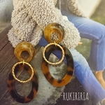RUKIRIRIA #222 べっこうピアス 大ぶりピアス レオパードピアス べっこうイヤリング 