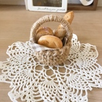 麻ひものミニかごとパンのセット：ナチュラル：