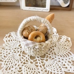 麻ひものミニかごとパンのセット：ホワイト：
