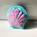 shell〜ハワイアンキルトのミニポーチ（アクアブルー×ピンク）⓶