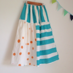 ＊手書き風♪　stripes & dots ティアードスカート(blue green)＊